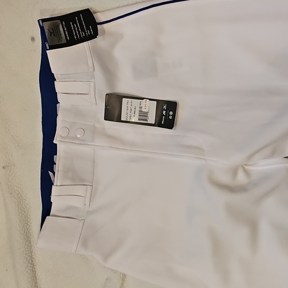 New W Tag Mizuno Baseball Pants MVP Pro Piped Adult Large White w/ Blue Piping - Picture 2 of 11